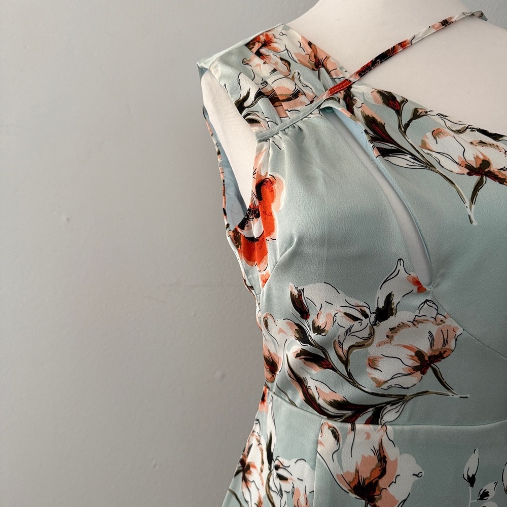 Lavish Alice One Shoulder Cut Out Asymmetric Midi Dress In Floral Print sz 4 - Picture 7 of 16